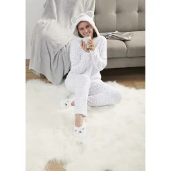 Pyjama combinaison ours gris blanc femme Taille L