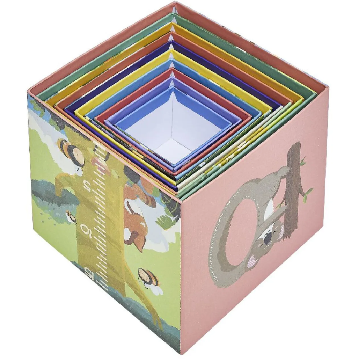 Pyramide d'éveil 10 cubes en carton à empiler H.110 cm