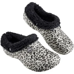 Sabot Hipps fourré imprimé léopard noir et blanc 40/41