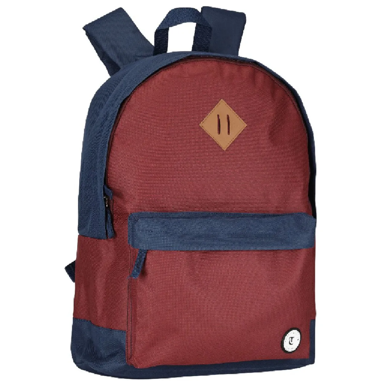 Sac à dos bi-matière bleu rouge bordeaux