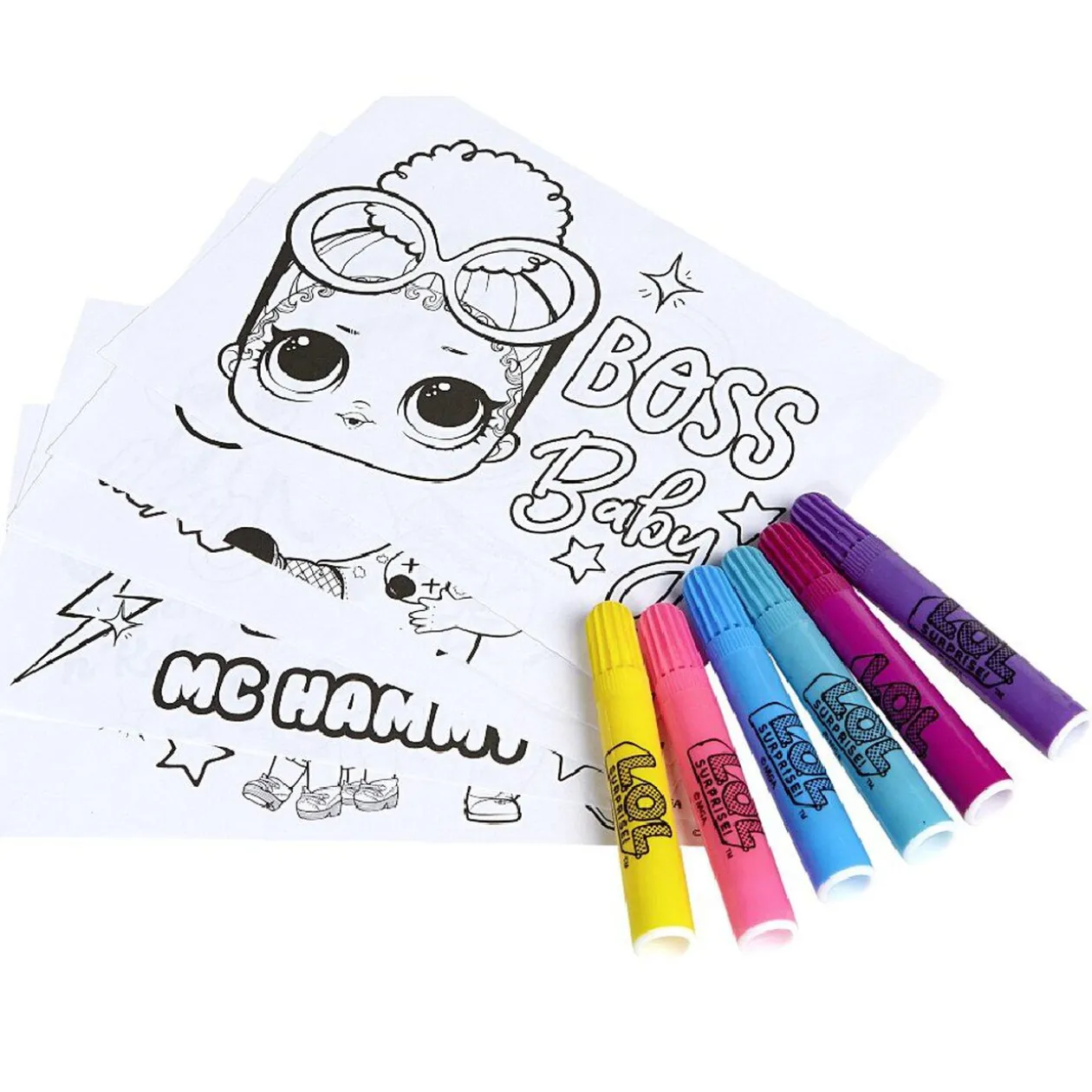 Sac à dos garni LOL Surprise avec feuilles de dessin et 6 feutres