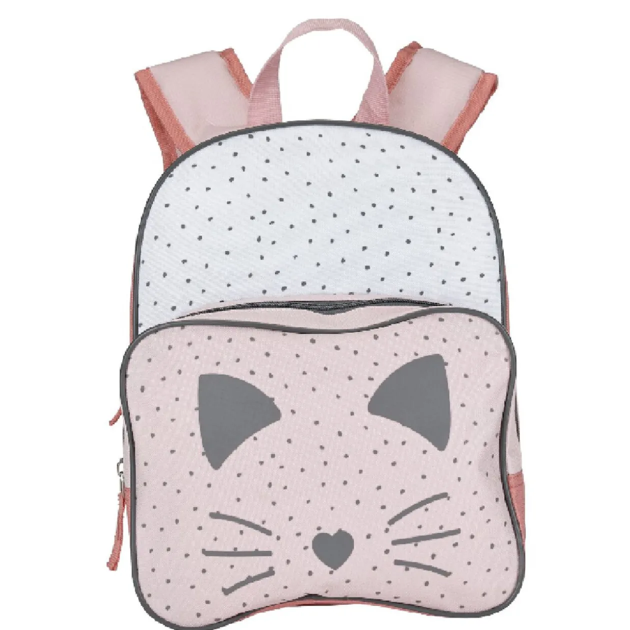 Sac à dos maternelle design chat rose gris