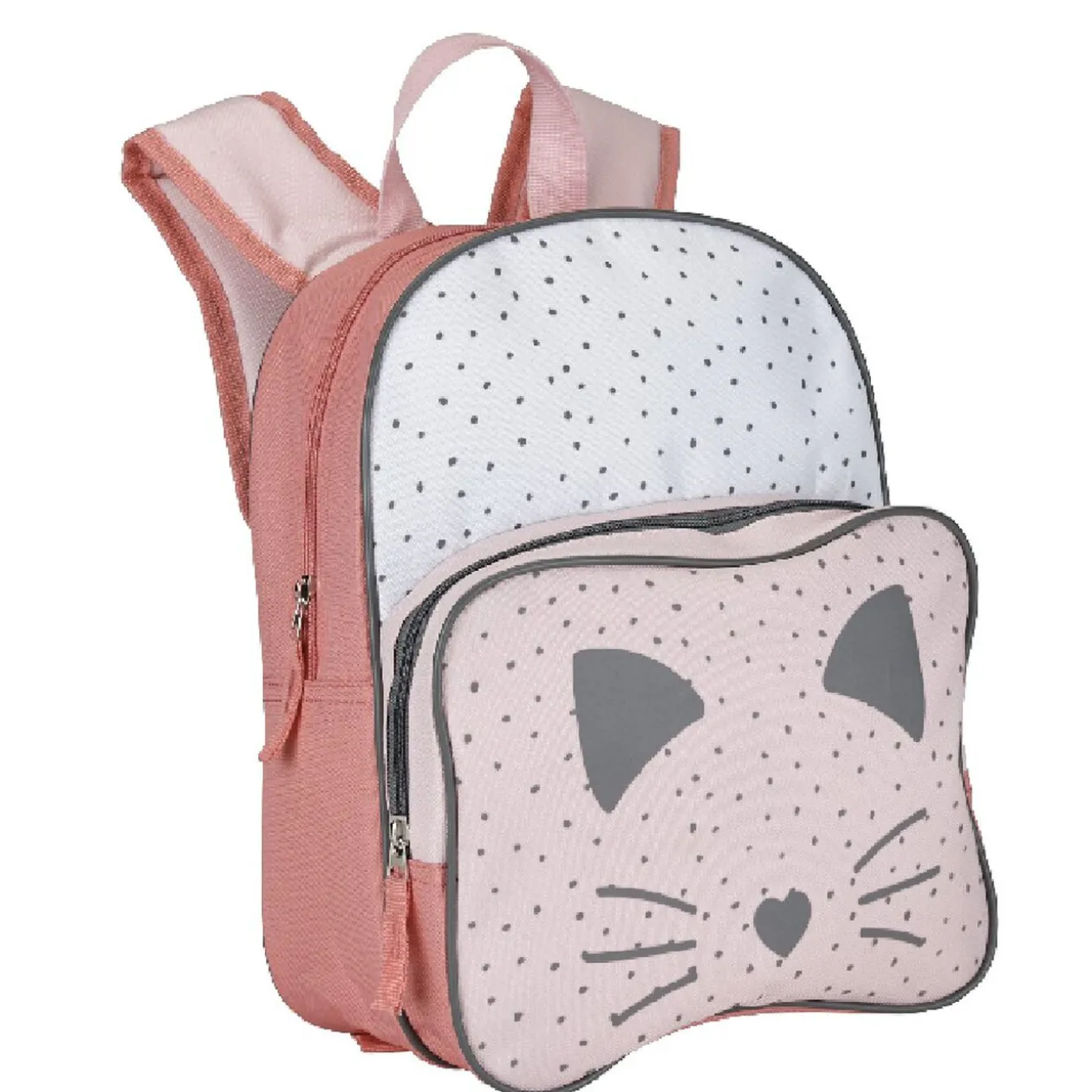 Sac à dos maternelle design chat rose gris