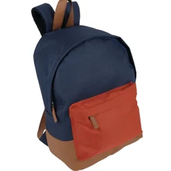 Sac à dos maternelle effet simili bleu rouge marron