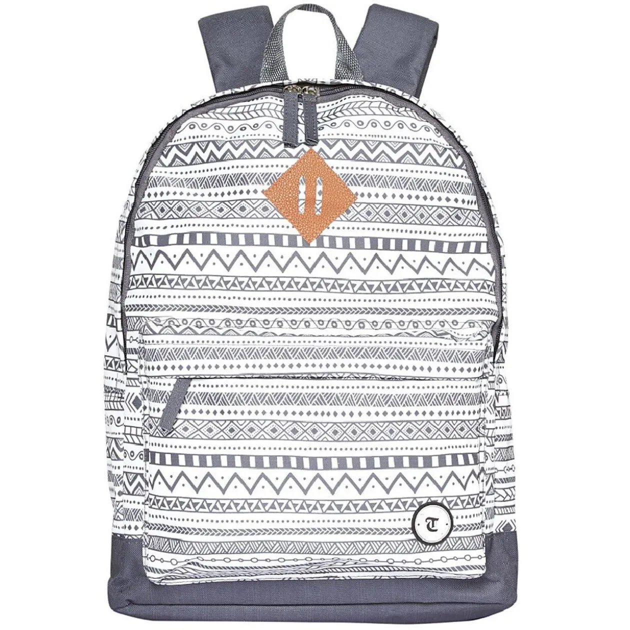 Sac à dos motif ethnique gris et blanc
