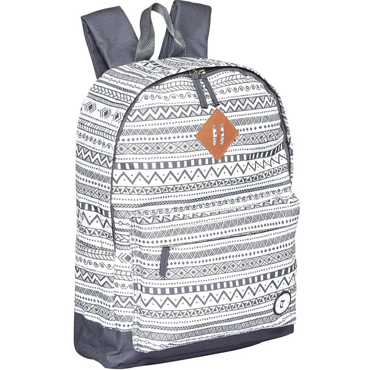 Sac à dos motif ethnique gris et blanc