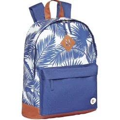 Sac à dos motif feuillage tropical bleu et blanc