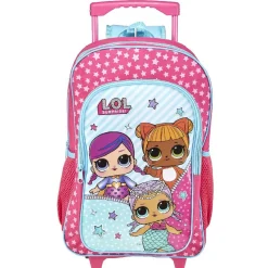 Sac à dos Trolley LOL motifs étoilés roses avec roulettes