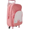 Sac à dos Trolley rose motif chat avec roulettes