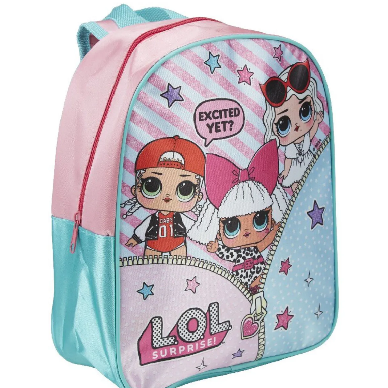 Sac à goûter LOL motifs étoilés roses et bleus