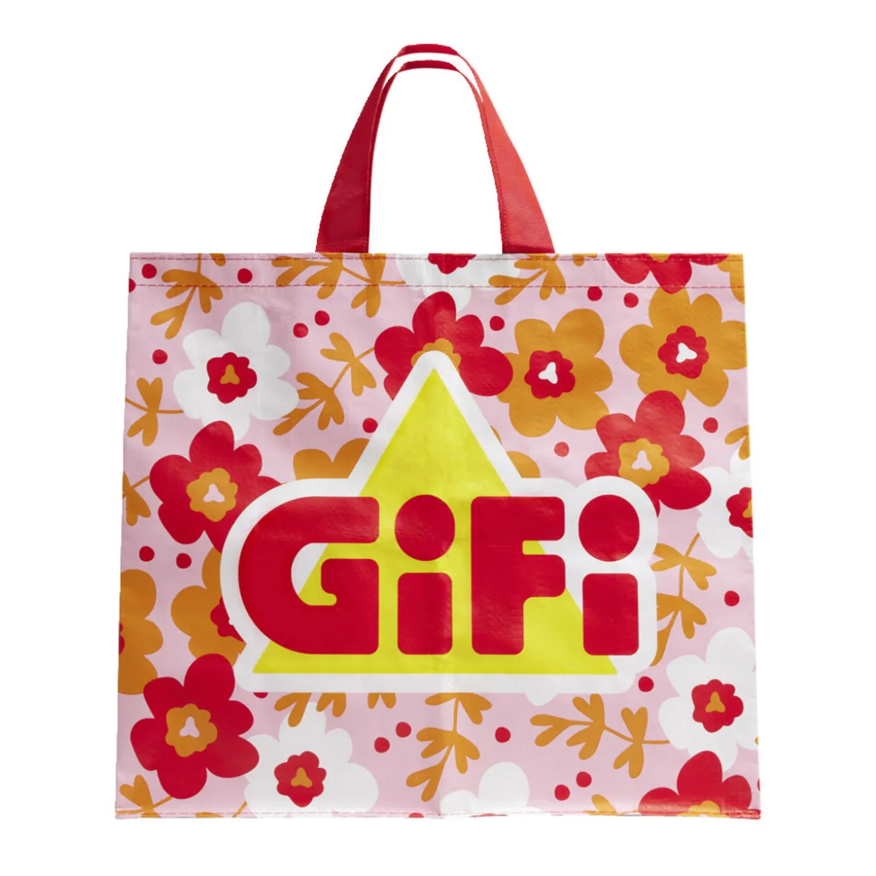 Sac cabas GIFI plastique fleur beige 45x20xH40cm