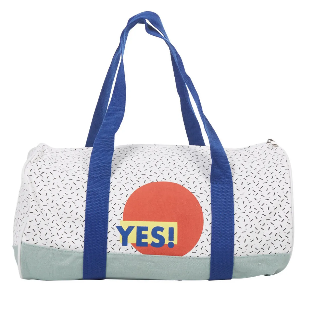 Sac de bowling blanc bleu inscription Yes motif rond rouge