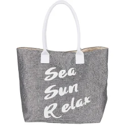 Sac de plage gris et message d'été