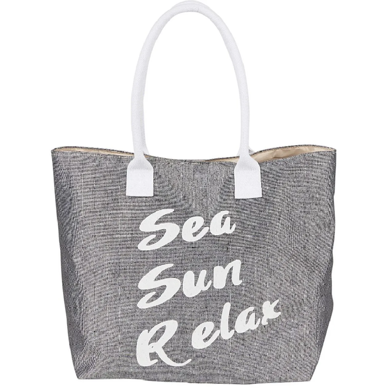 Sac de plage gris et message d'été