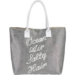 Sac de plage gris et message d'été