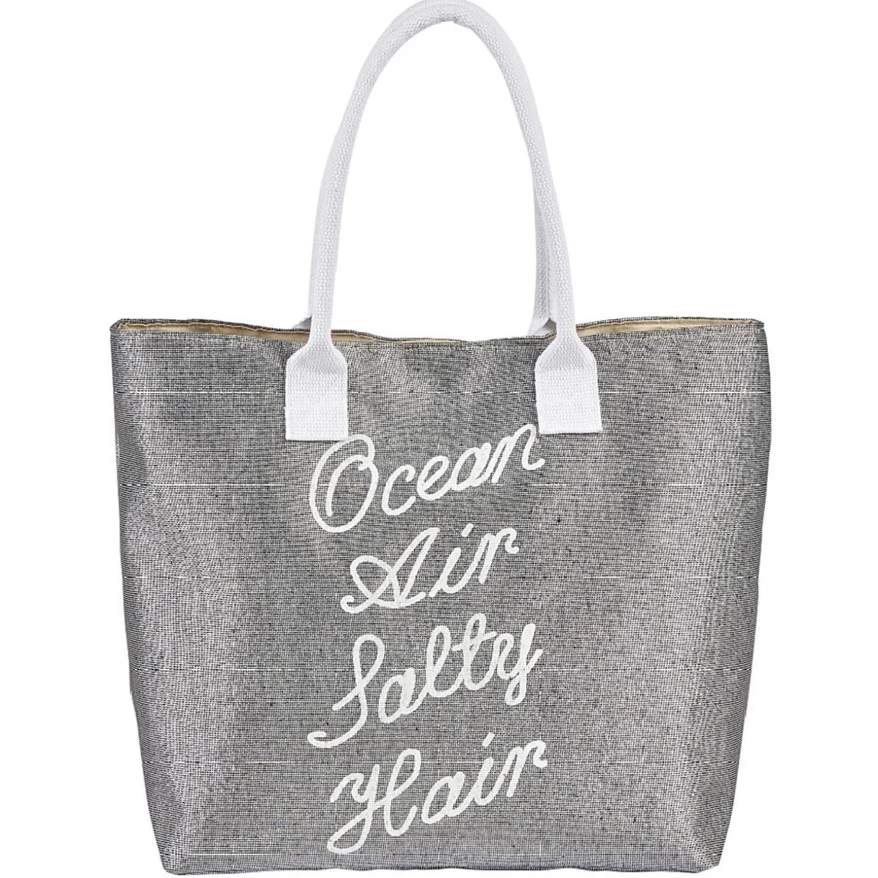 Sac de plage gris et message d'été