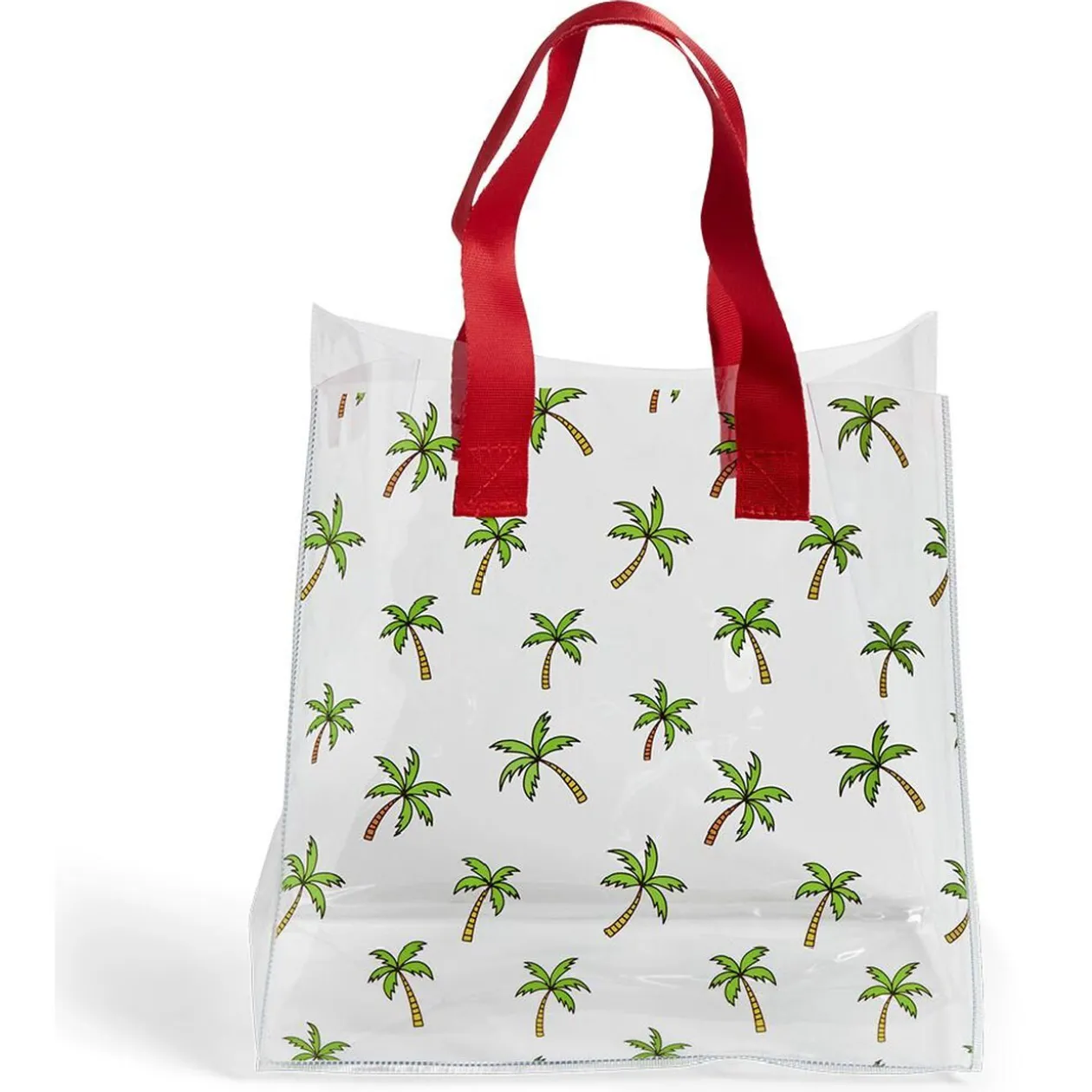 Sac de plage PVC transparent imprimé palmier 24,5xH22x14cm