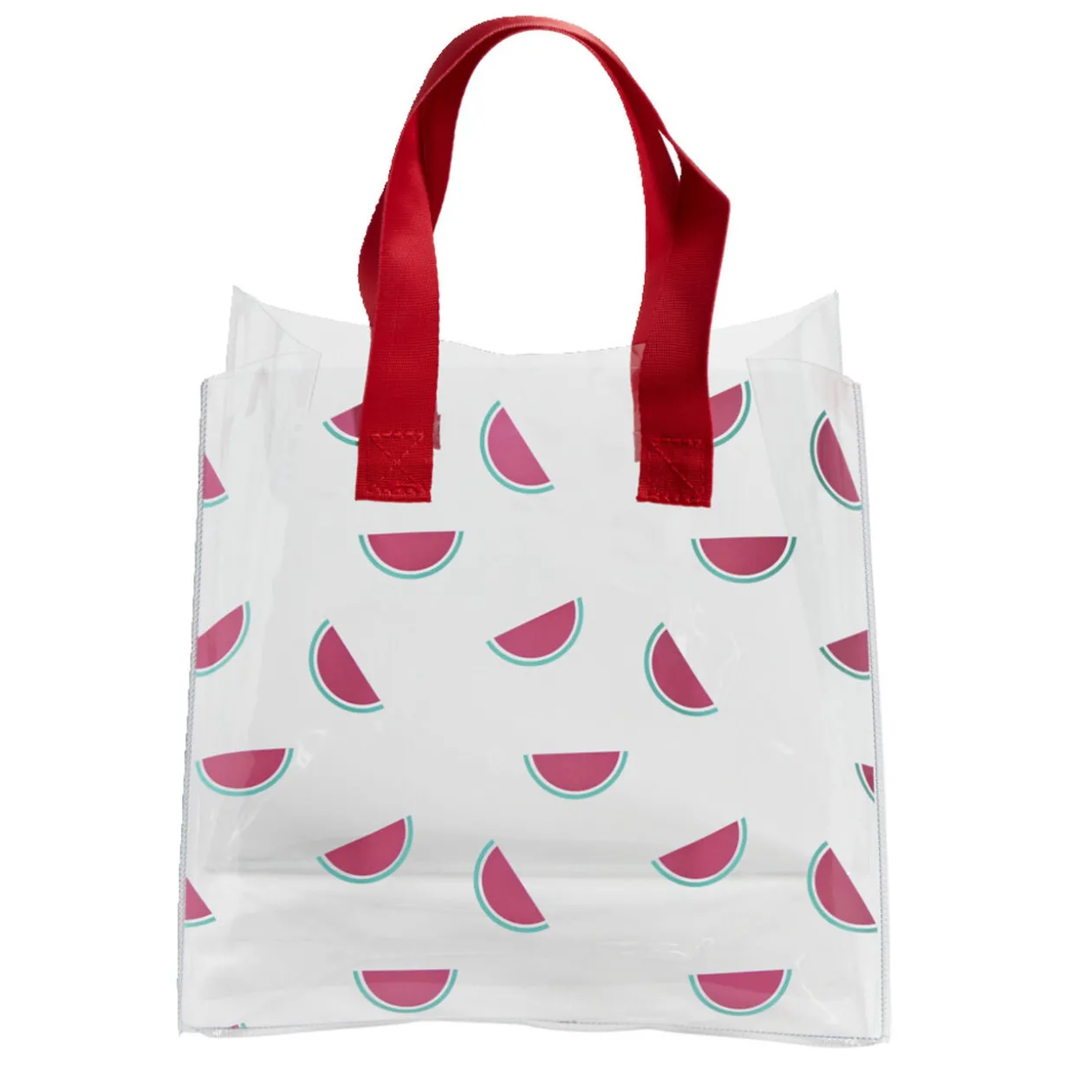 Sac de plage PVC transparent imprimé pastèque 24,5xH22x14cm