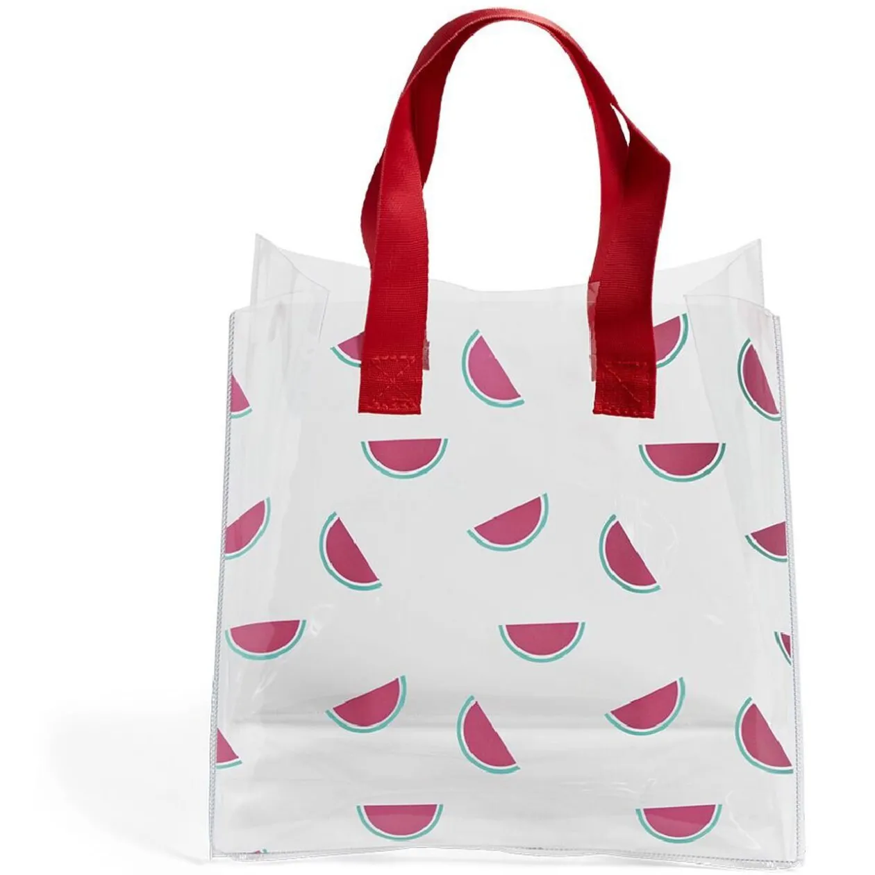 Sac de plage PVC transparent imprimé pastèque 24,5xH22x14cm