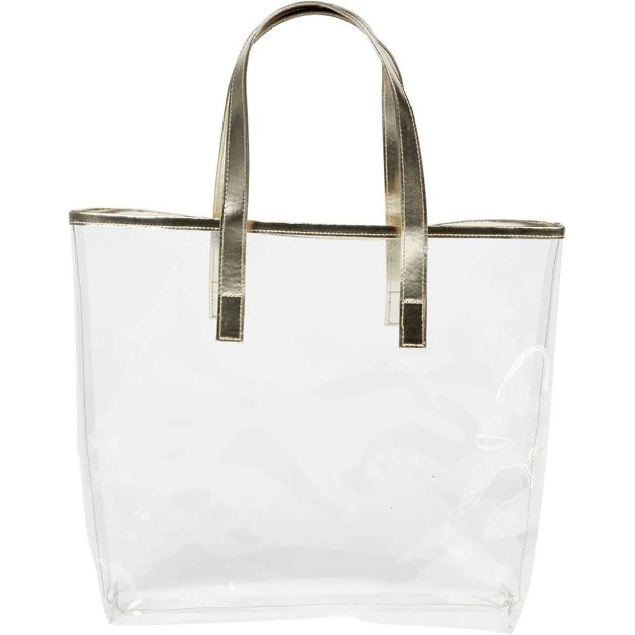 Sac de plage transparent avec pochette doré