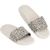 Sandales claquettes plastique beige bride imprimé léopard 36/37
