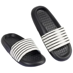 Sandales claquettes plastique noir rayé blanc 36/37