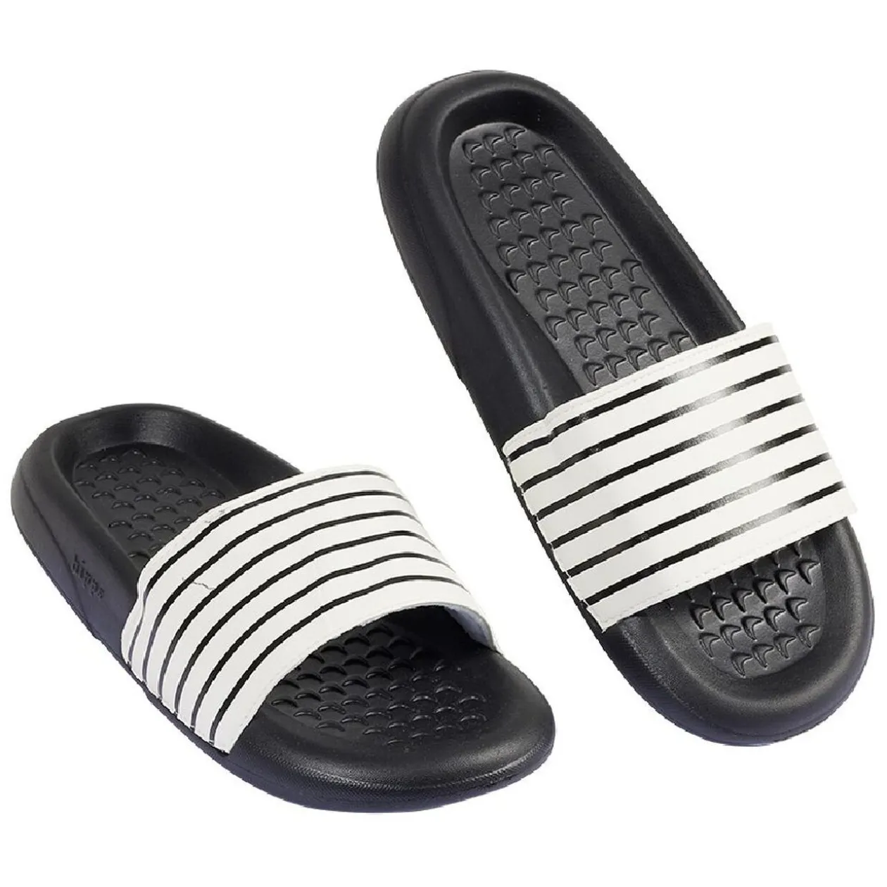 Sandales claquettes plastique noir rayé blanc 36/37