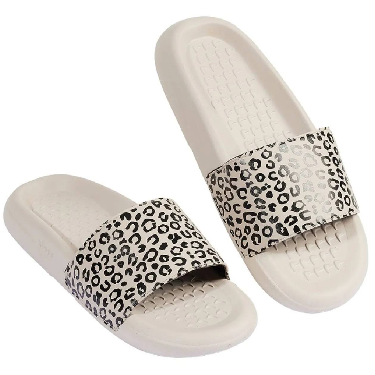 Sandales claquettes plastique beige bride imprimé léopard 38/39