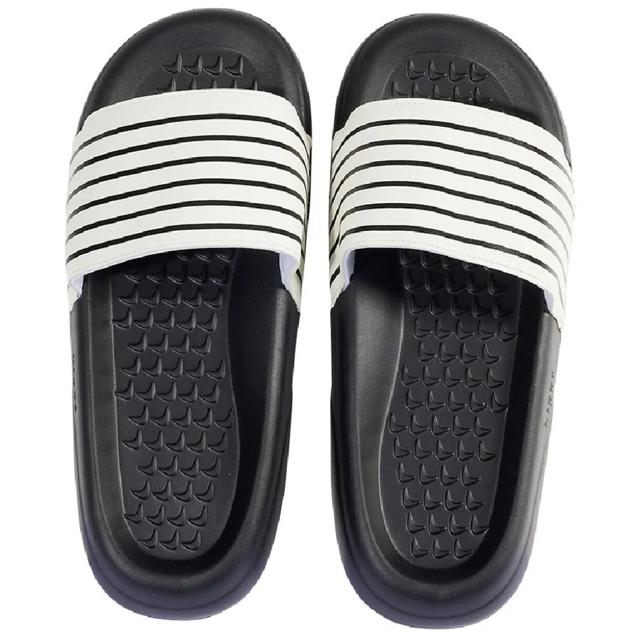 Sandales claquettes plastique noir rayé blanc 38/39