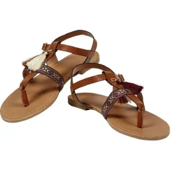 Sandales Femme pompon marron beige T36-40