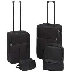 Set de voyage valises/sac/vanity 4 pièces noires