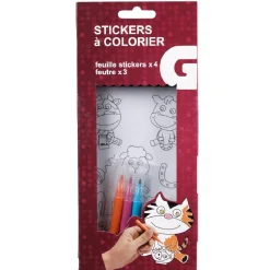Stickers à colorier + 3 feutres