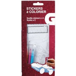 Stickers à colorier + 3 feutres
