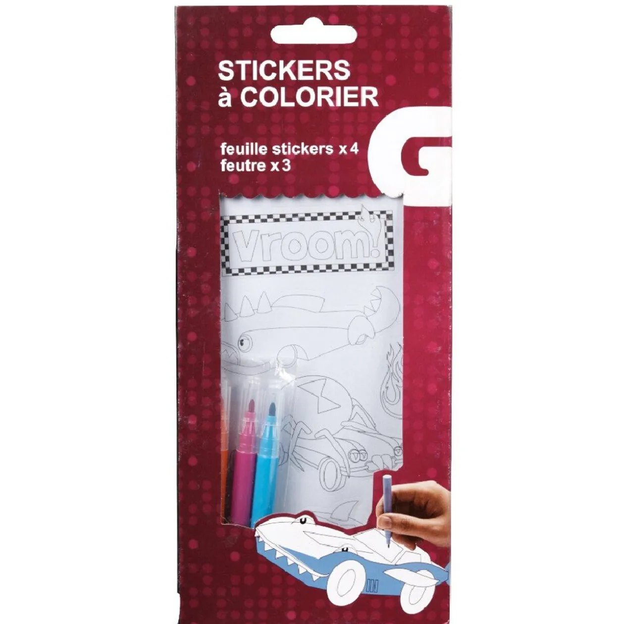 Stickers à colorier + 3 feutres