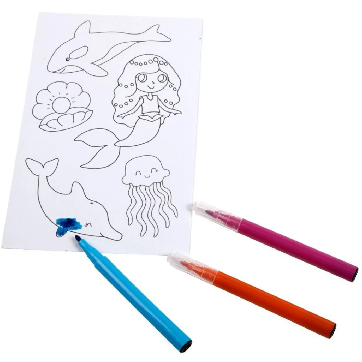 Stickers à colorier + 3 feutres