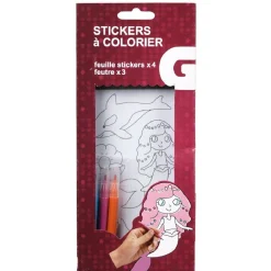 Stickers à colorier + 3 feutres