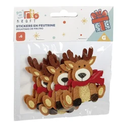 Stickers de Noël renne en feutrine x6
