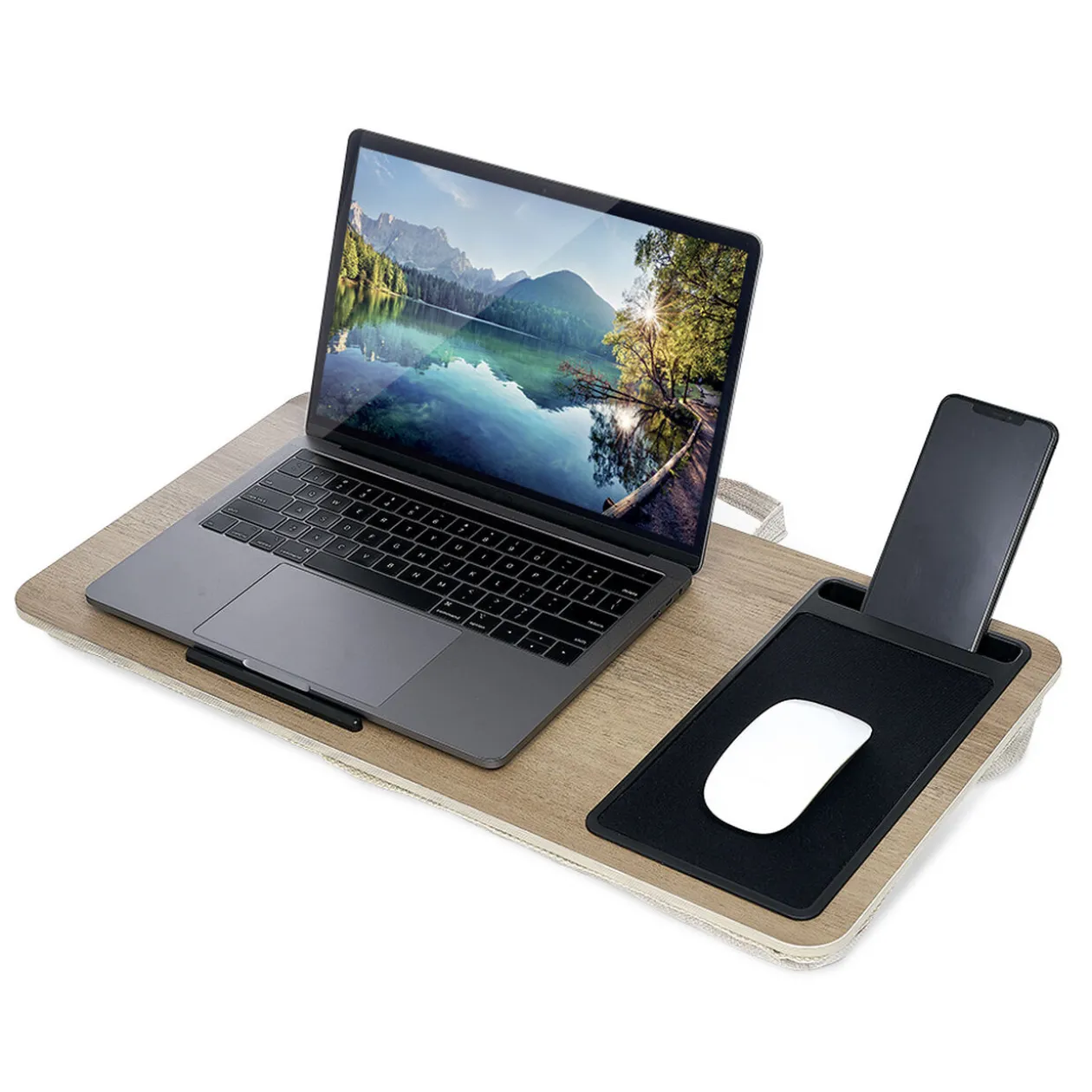 Support nomade pour ordinateur portable marron clair L57xl30xH7,5cm