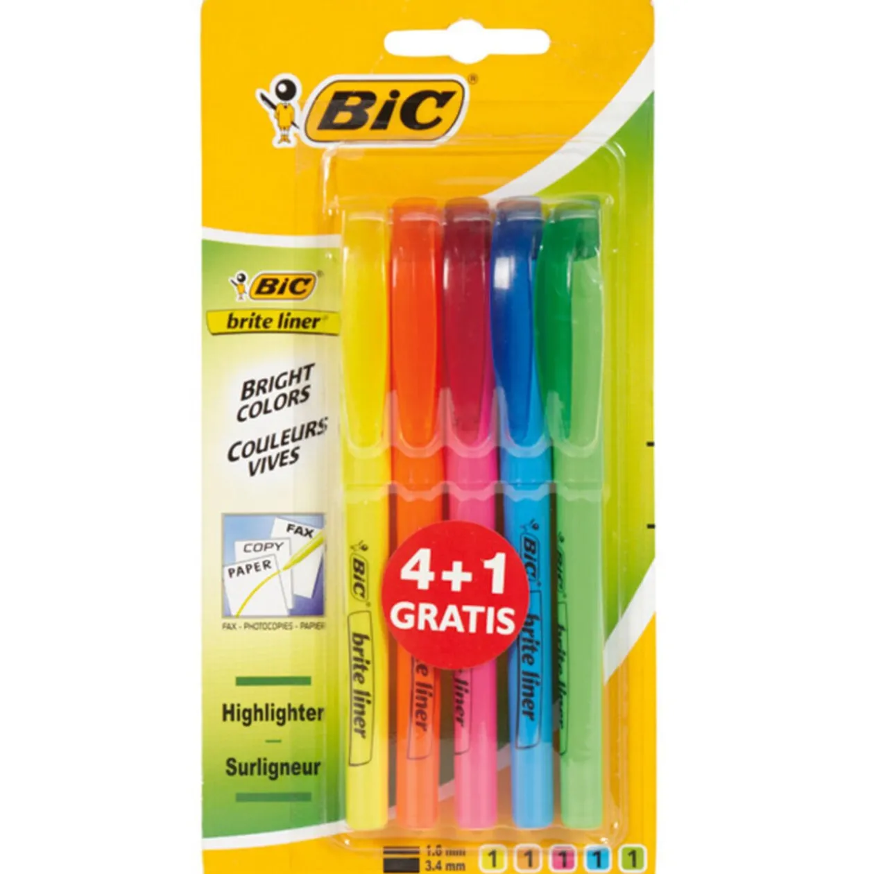 Surligneur stylo Bic x5