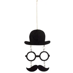 Suspension chapeau lunettes moustache noir