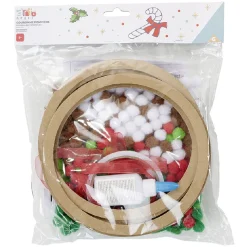 Suspension Couronne de Noël Set créatif pompon rouge et vert