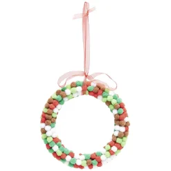 Suspension Couronne de Noël Set créatif pompon rouge et vert