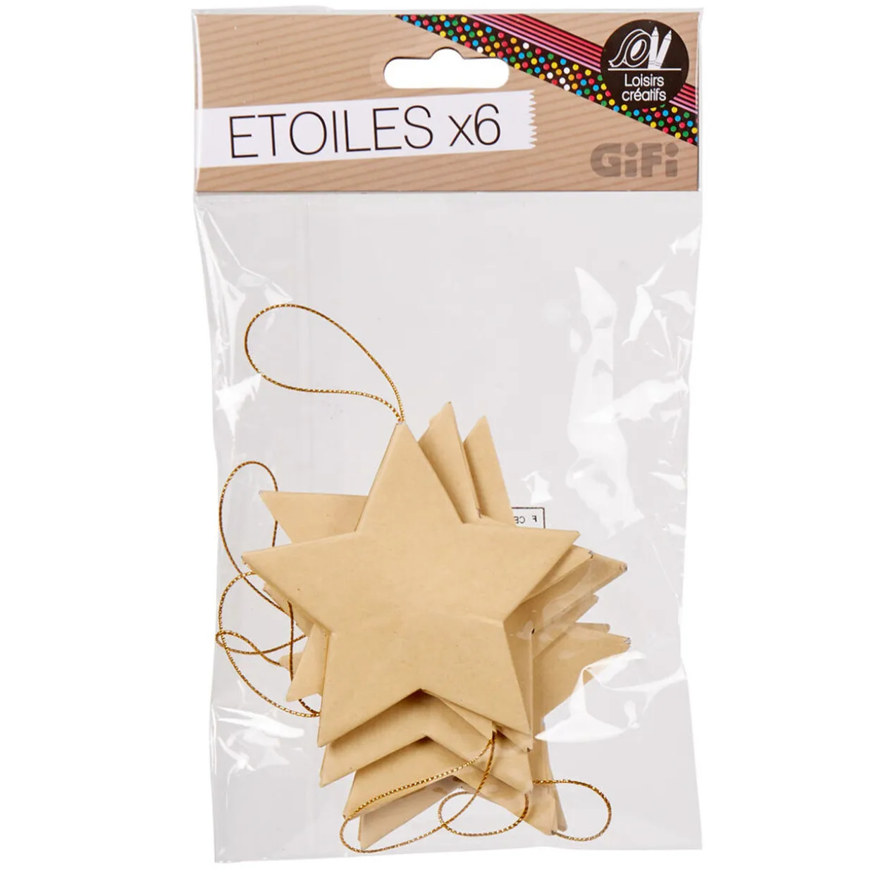 Suspension de Noël étoile papier mâché x6