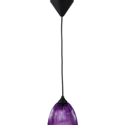 Suspension en verre strié violet
