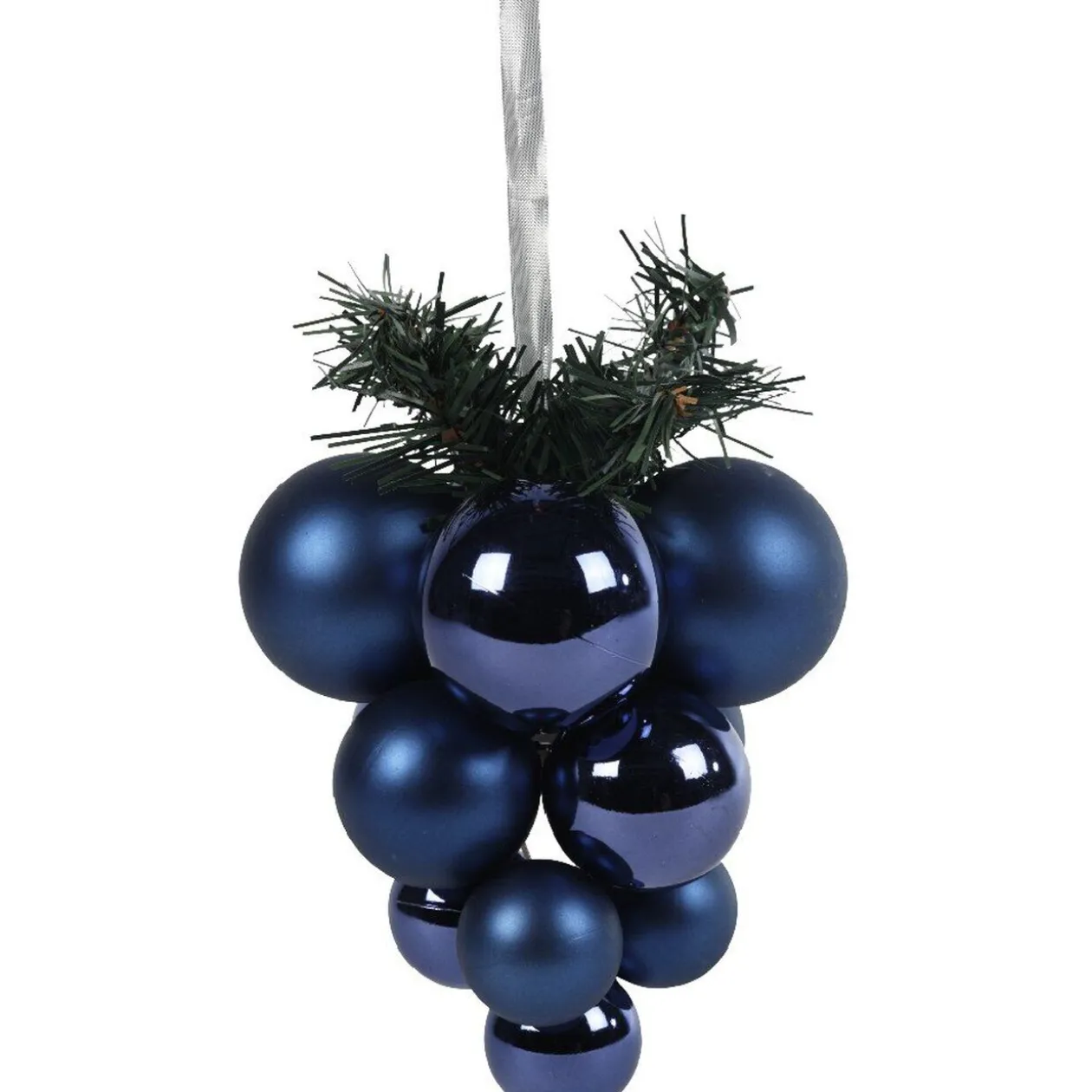 Suspension grappe boule de Noël bleue