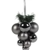 Suspension grappe boule de Noël grise