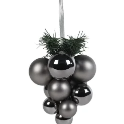 Suspension grappe boule de Noël grise