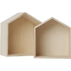 Suspension maison déco bois naturel x2