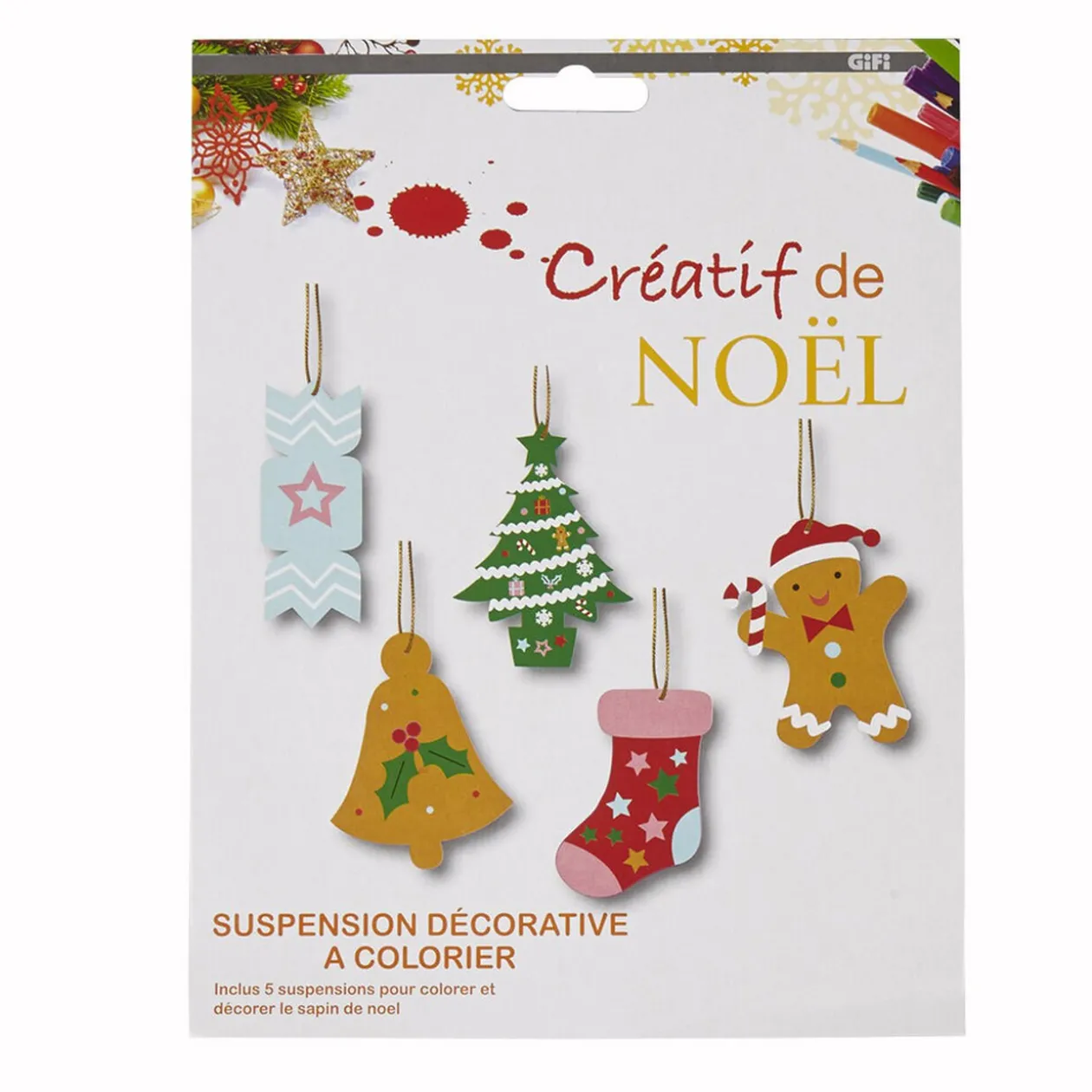 Suspension Noël à colorier x5