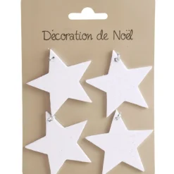 Suspension étoile blanche pailletée Noël x4